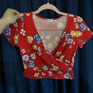 Colorful bright colors floral Garage crop top